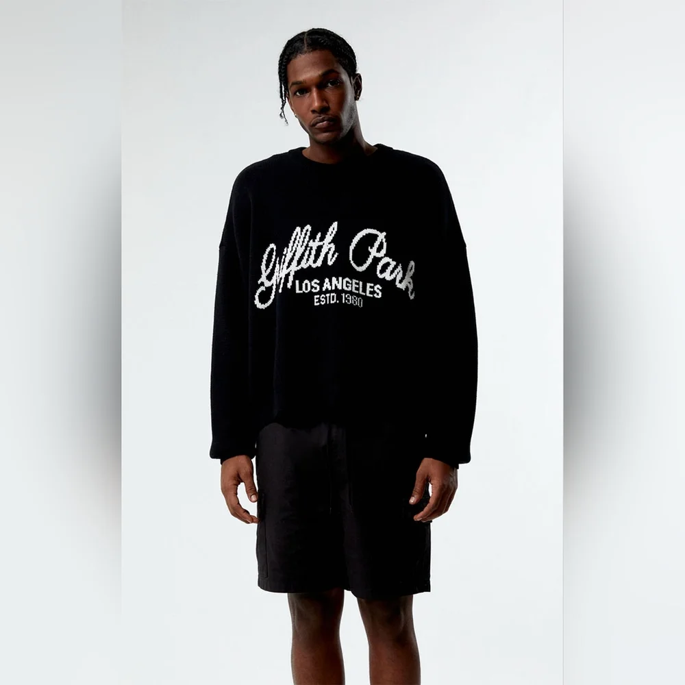 PacSun Black Crewneck‎ Sweater with White Text